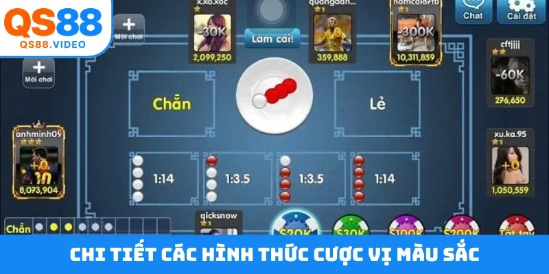 Chi tiết các hình thức cược vị màu sắc