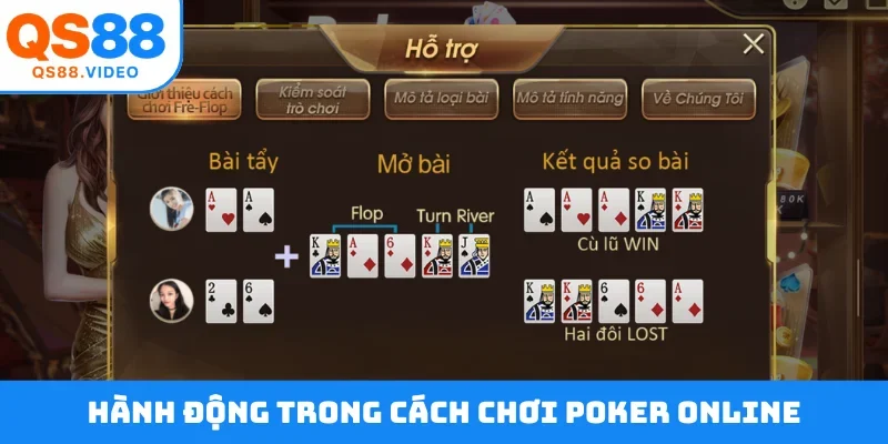 Hành động trong cách chơi poker online