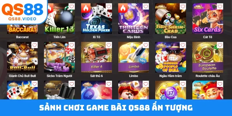 Sảnh chơi game bài QS88 ấn tượng
